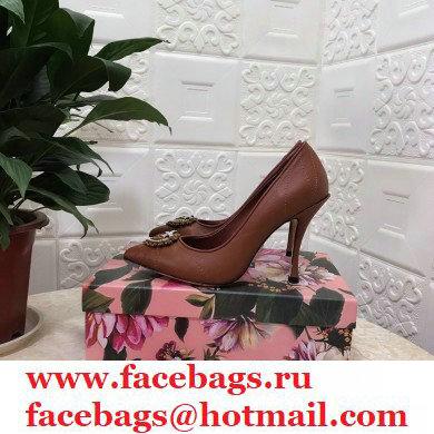 Dolce  &  Gabbana Heel 10.5cm Quilted Leather Devotion Pumps Brown 2021